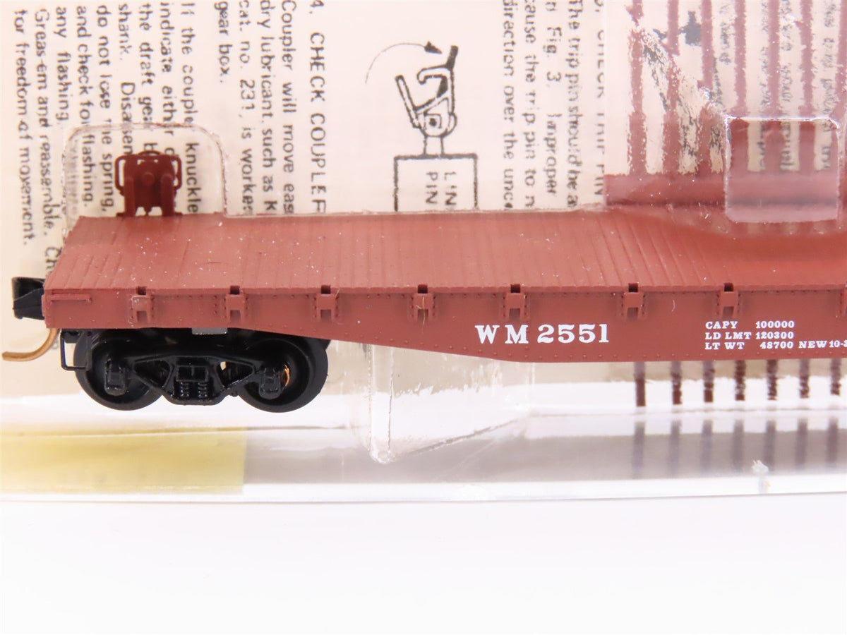 N Scale Micro-Trains MTL/Kadee 45160 WM Railway 50&#39; Fishbelly Flatcar #2551