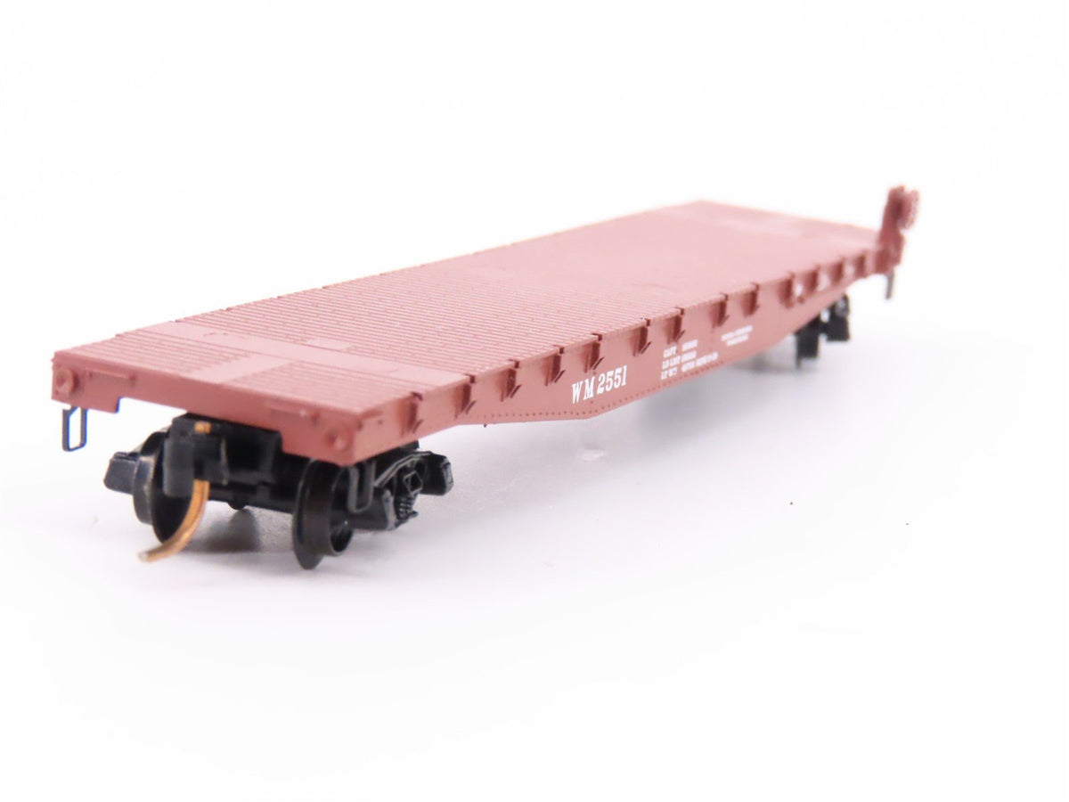 N Scale Micro-Trains MTL/Kadee 45160 WM Railway 50&#39; Fishbelly Flatcar #2551