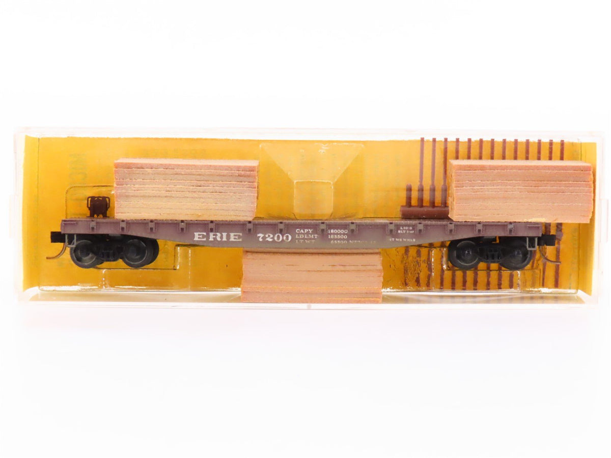 N Scale Micro-Trains MTL/Kadee 45420-1 Erie 50&#39; Flatcar #7200 Custom Weathered