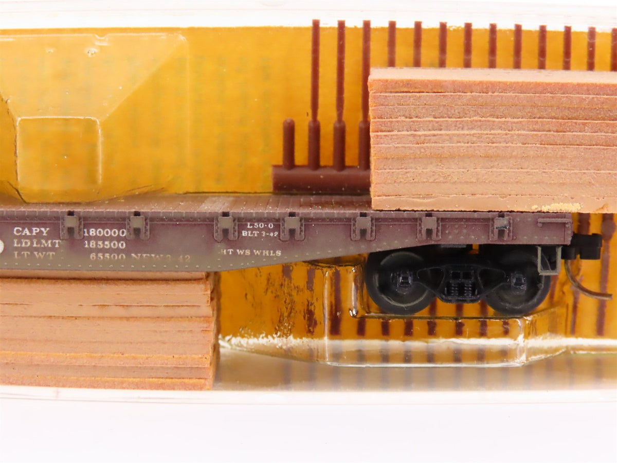 N Scale Micro-Trains MTL/Kadee 45420-1 Erie 50&#39; Flatcar #7200 Custom Weathered