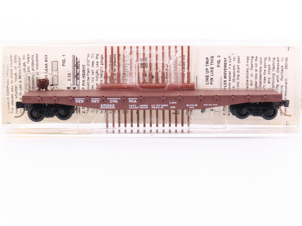 N Scale Micro-Trains MTL/Kadee 45140 PRR Railway 50&#39; Fishbelly Flatcar #470182