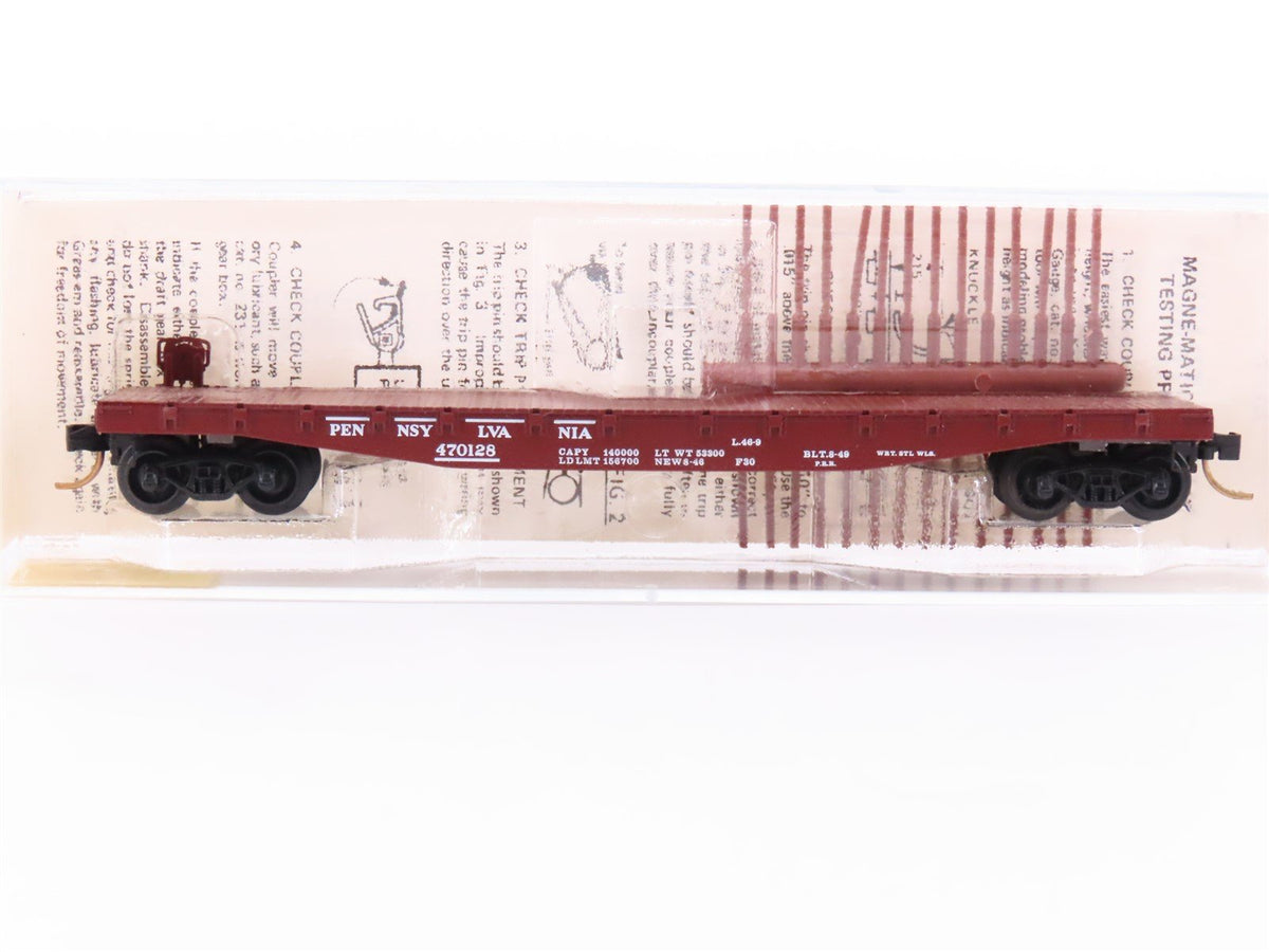 N Scale Micro-Trains MTL/Kadee 45140 PRR Railway 50&#39; Fishbelly Flatcar #470128