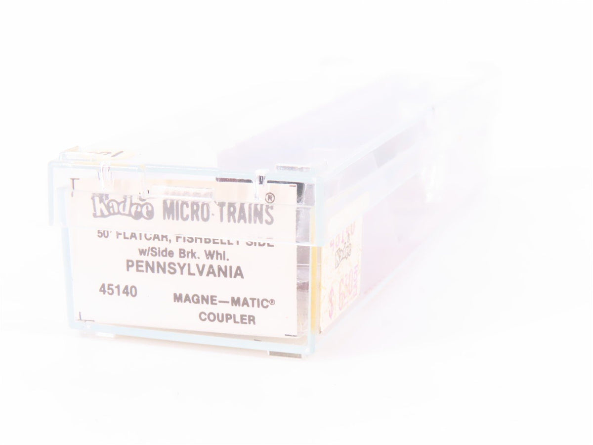 N Scale Micro-Trains MTL/Kadee 45140 PRR Railway 50&#39; Fishbelly Flatcar #470128