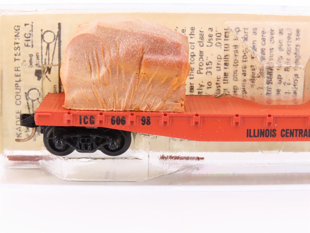 N Micro-Trains MTL/Kadee 45010 ICG Railway 50&#39; Fishbelly Flatcar #60698 wLoad