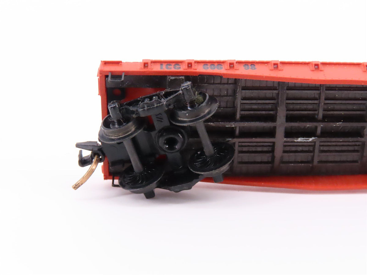 N Micro-Trains MTL/Kadee 45010 ICG Railway 50&#39; Fishbelly Flatcar #60698 wLoad