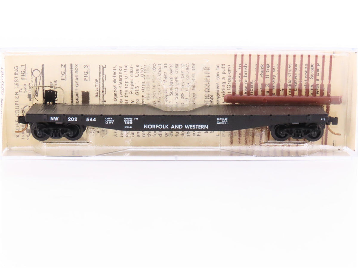 N Scale Micro-Trains MTL/Kadee 45020 N&amp;W Railway 50&#39; Fishbelly Flatcar #202544