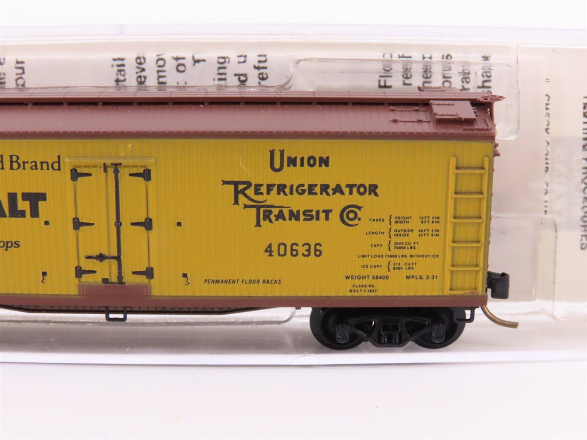 N Scale Micro-Trains MTL 49350 URTC PuriTan Malt 40&#39; Wood Reefer #40636