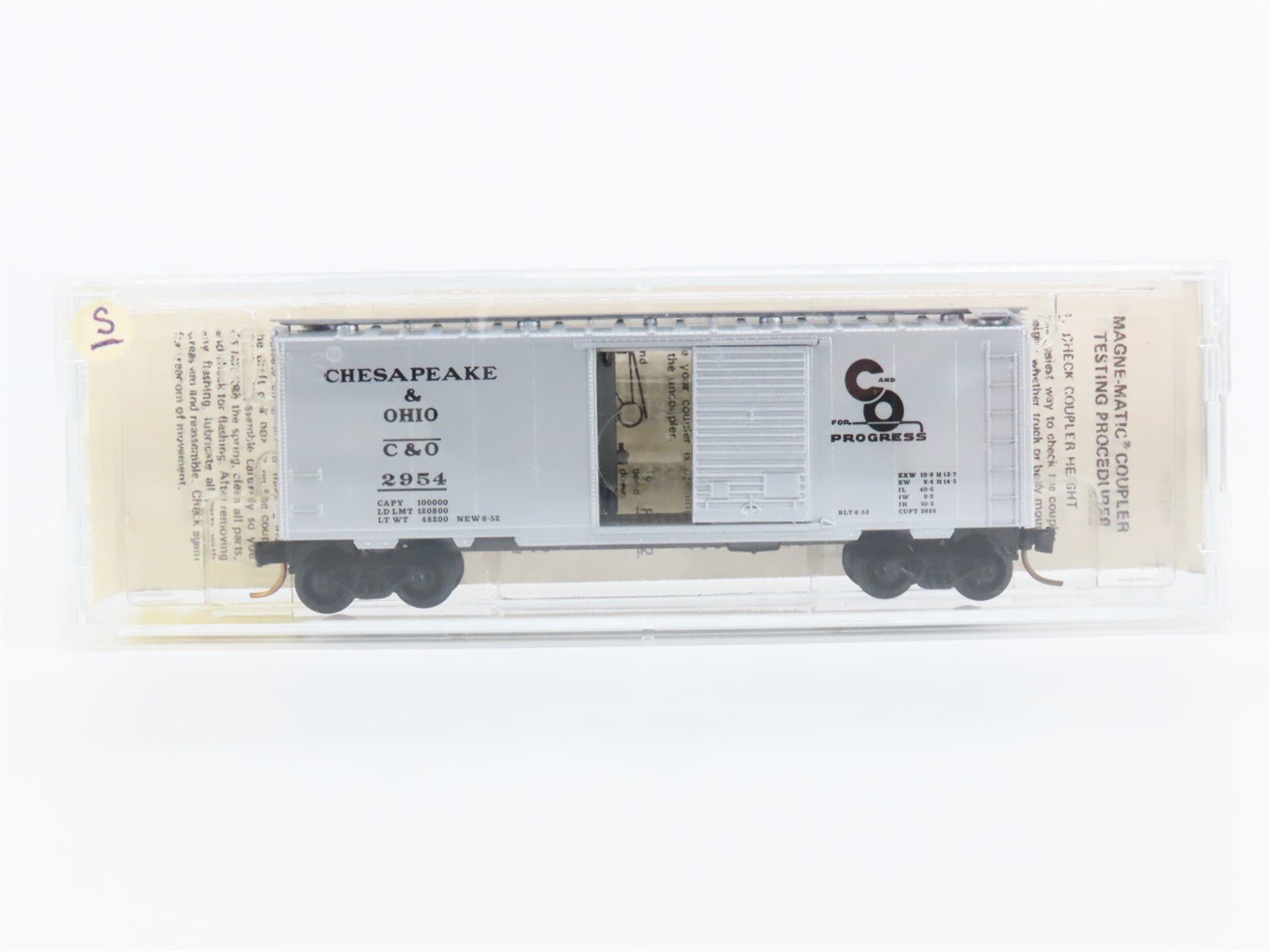 N Scale Kadee Micro-Trains MTL 20820 C&O Chesapeake & Ohio 40' Box Car #2954