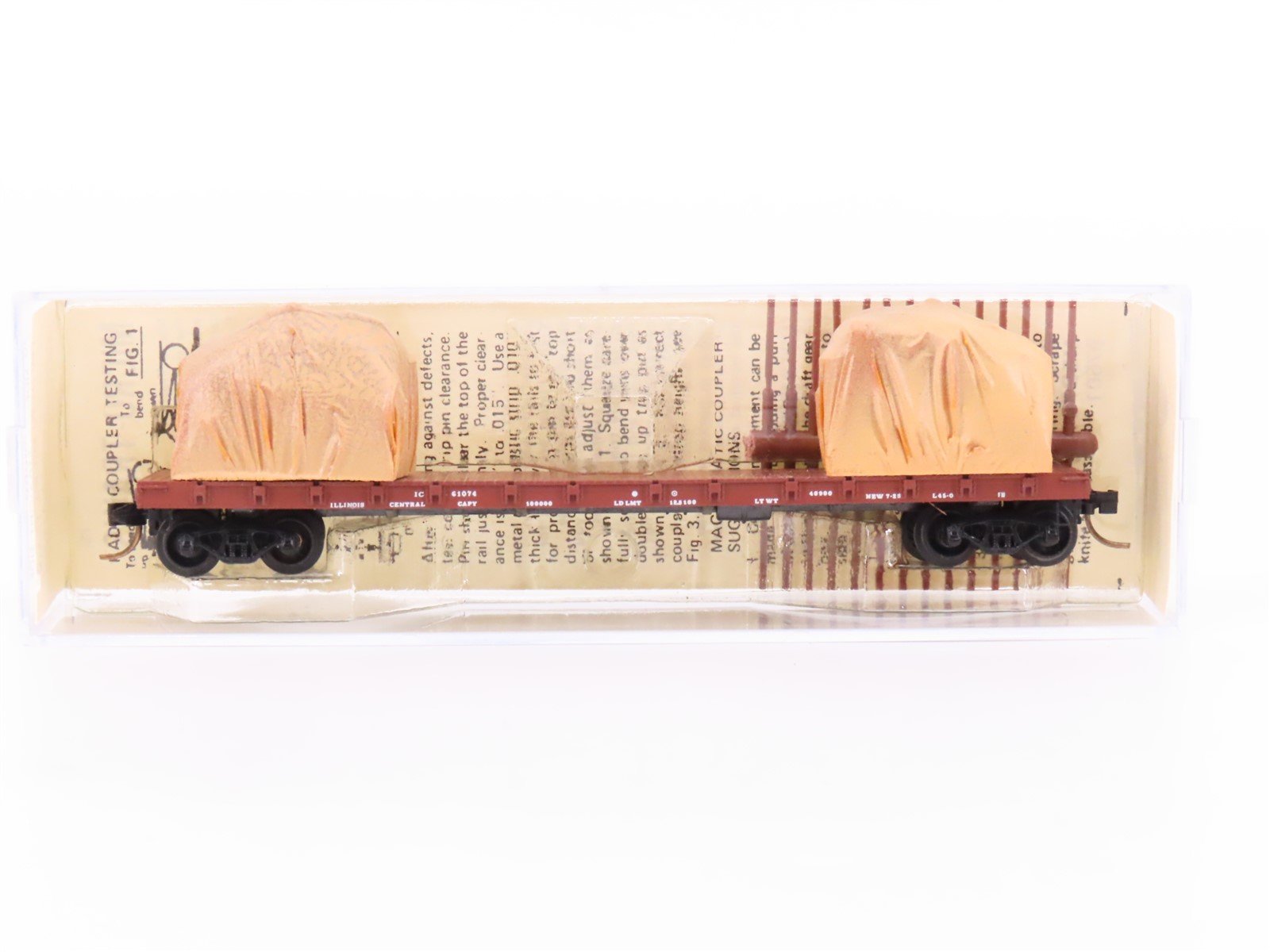 N Micro-Trains MTL/Kadee 44030 IC Railway 50' Fishbelly Flatcar #61074 wLoad