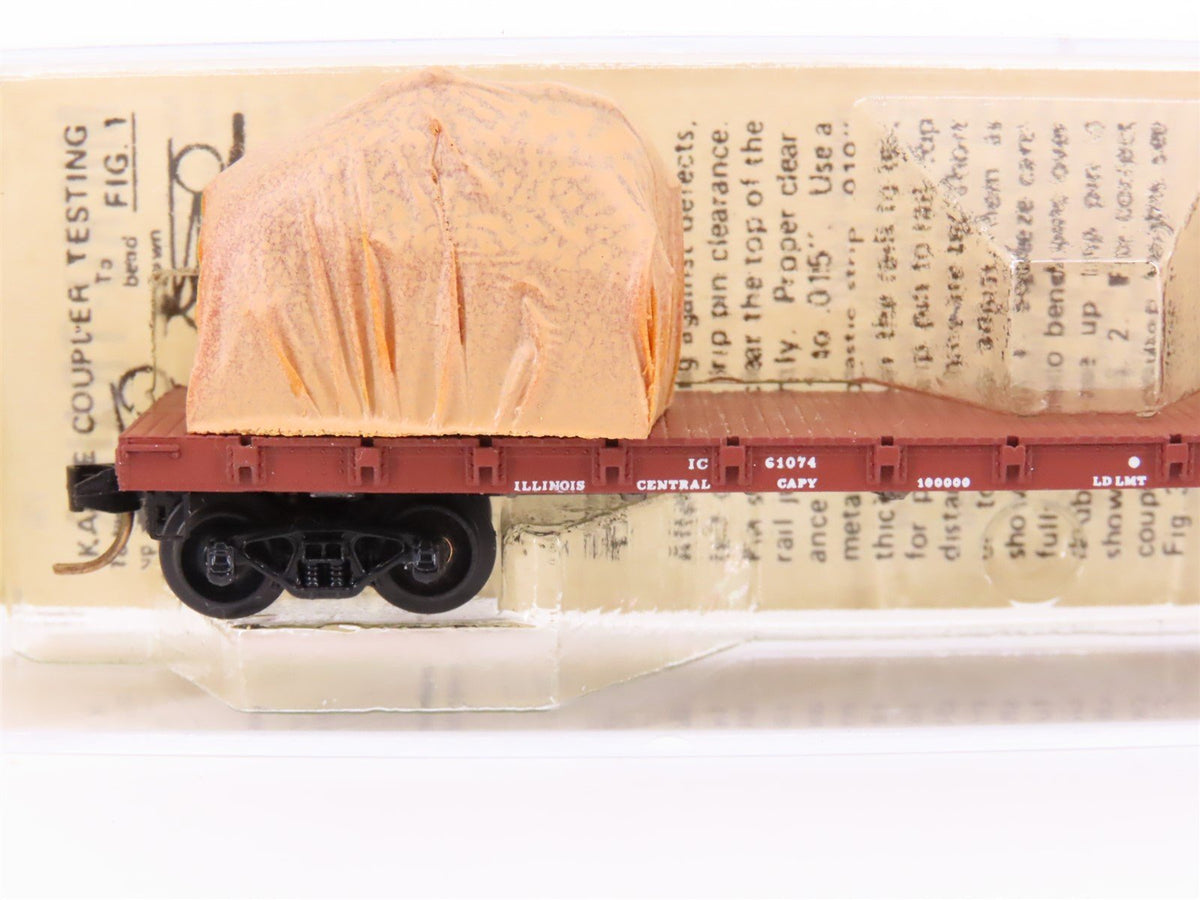 N Micro-Trains MTL/Kadee 44030 IC Railway 50&#39; Fishbelly Flatcar #61074 wLoad