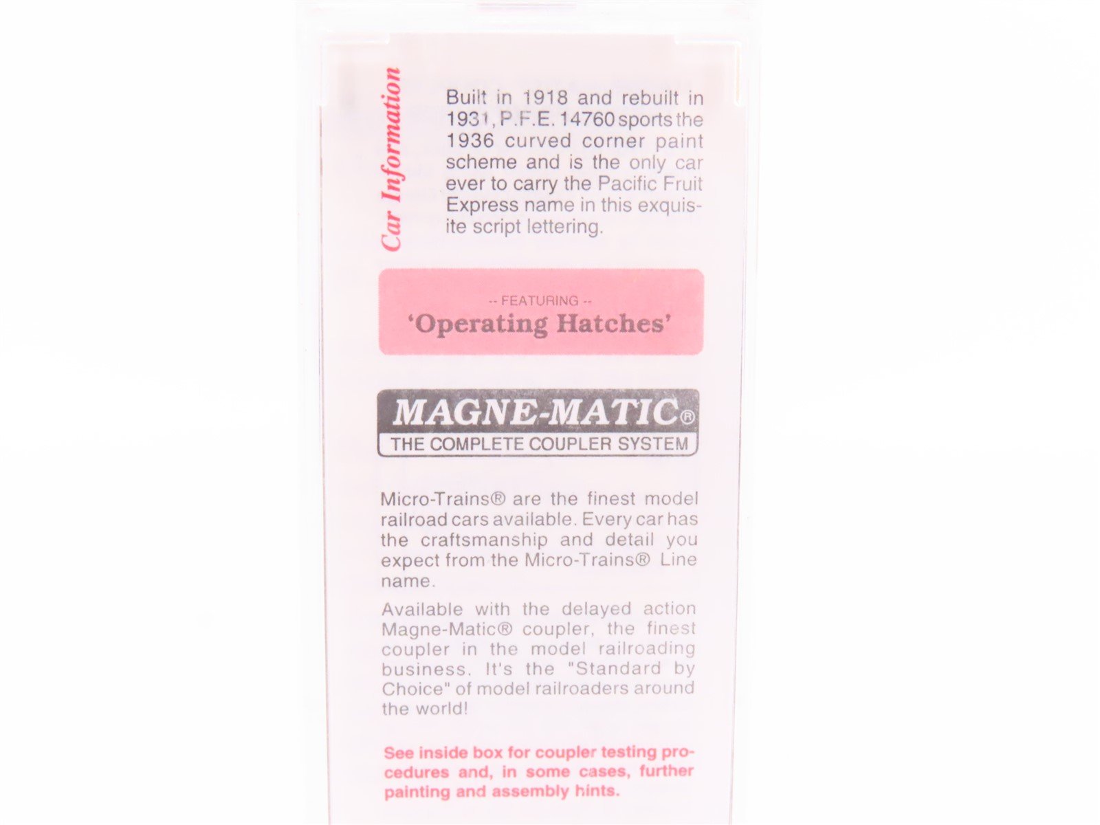 N Scale Micro-Trains MTL 49500 PFE Pacific Fruit Express 40' Wood Reefer #14760