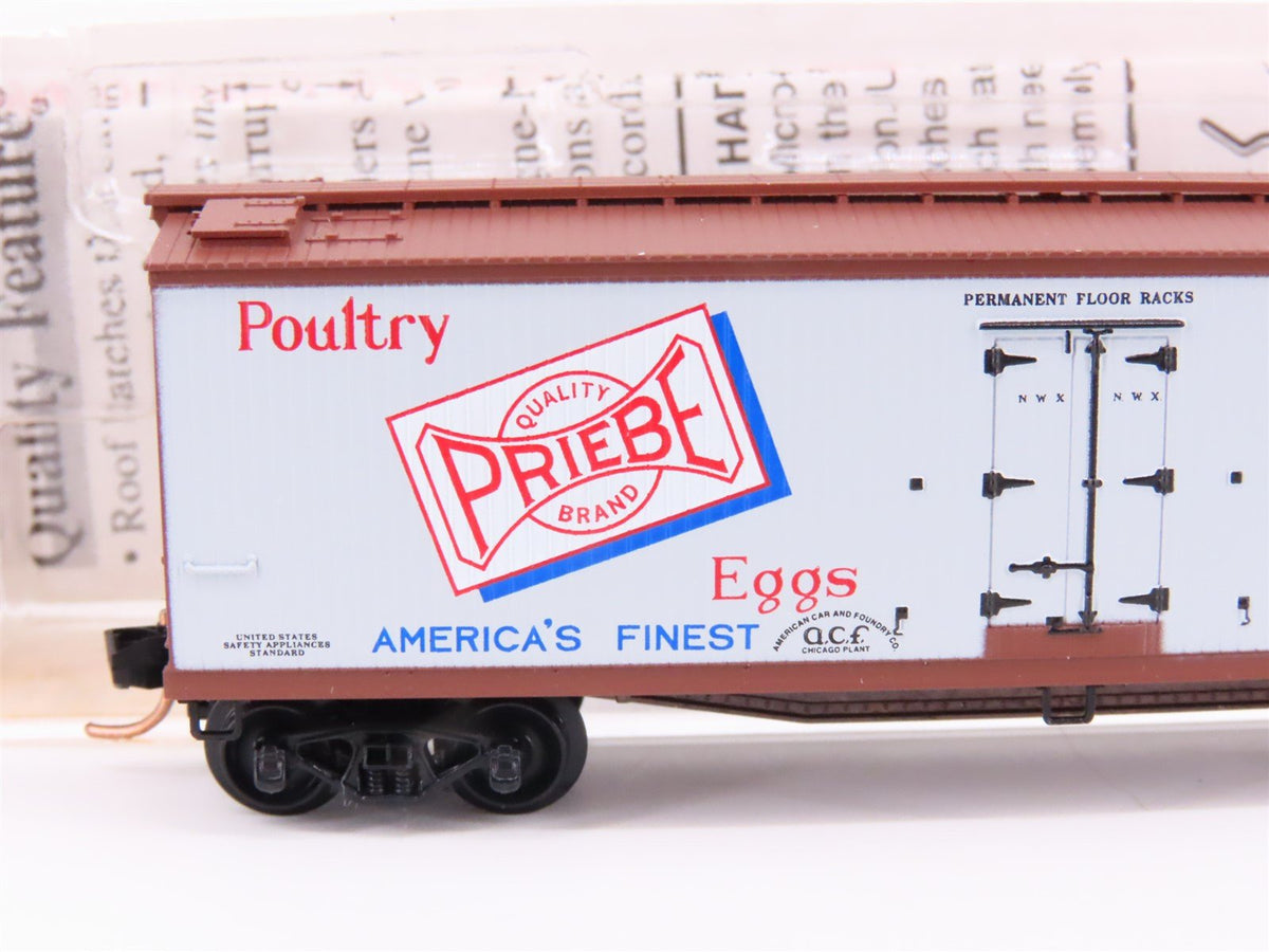 N Micro-Trains MTL 49520 NWS Priebe Poultry &amp; Eggs 40&#39; Wood Reefer #8607