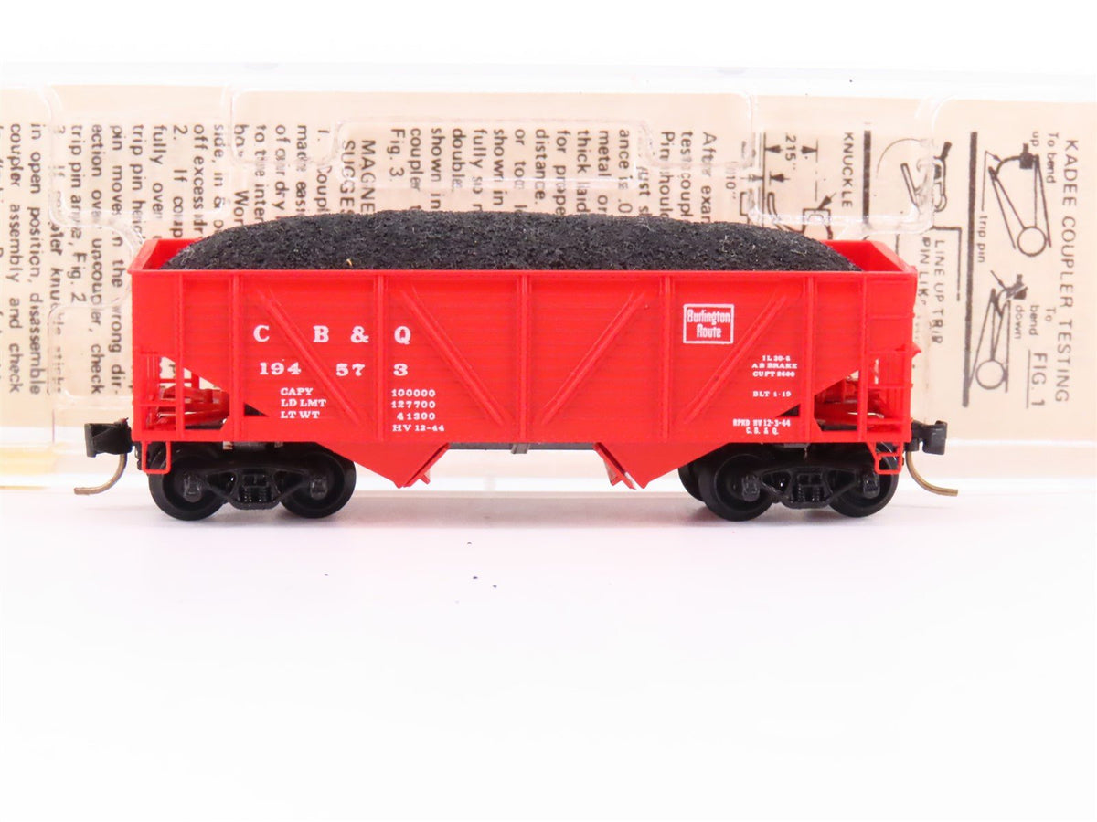 N Scale Micro-Trains MTL/Kadee 57020 CBQ Railway 33&#39; Hopper Car #194573 w/Load