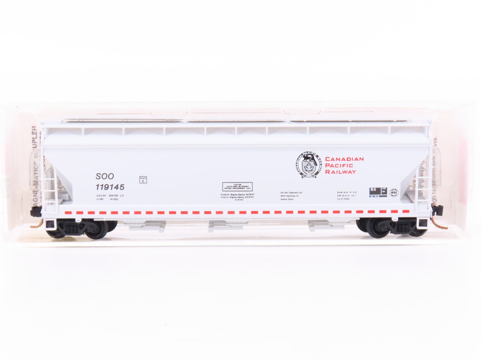 N Micro-Trains MTL 94140 SOO Line/Canadian Pacific 3-Bay Covered Hopper #119145