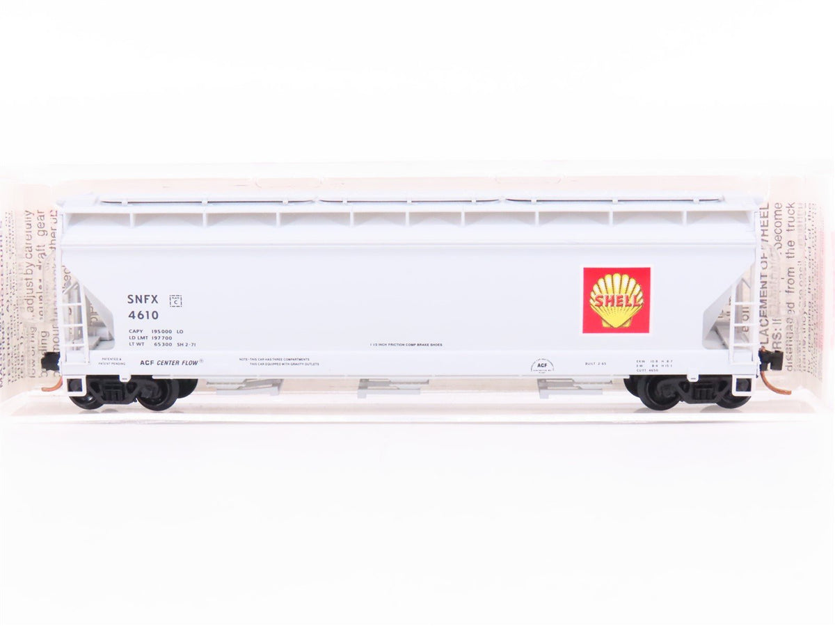 N Micro-Trains MTL 94210 SNFX Shell Oil Company ACF 3-Bay Covered Hopper #4610