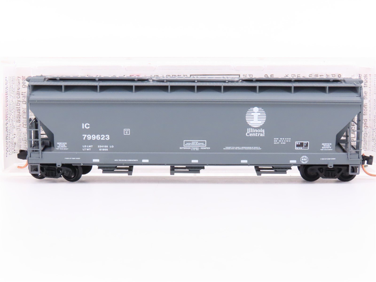 N Micro-Trains MTL 94200 IC Illinois Central ACF 3-Bay Covered Hopper #799623