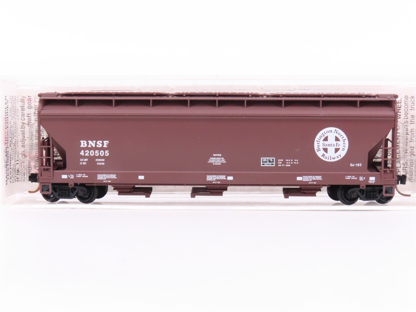 N Scale Micro-Trains MTL 94180 BNSF Railway ACF 3-Bay Covered Hopper #420505