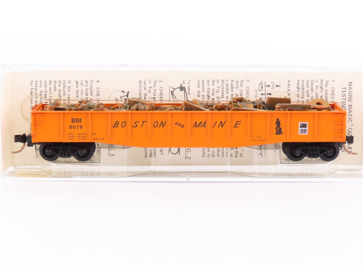 N Scale Micro-Trains MTL/Kadee 46180 B&amp;M 50&#39; Drop End Gondola Car #9076 wLoad