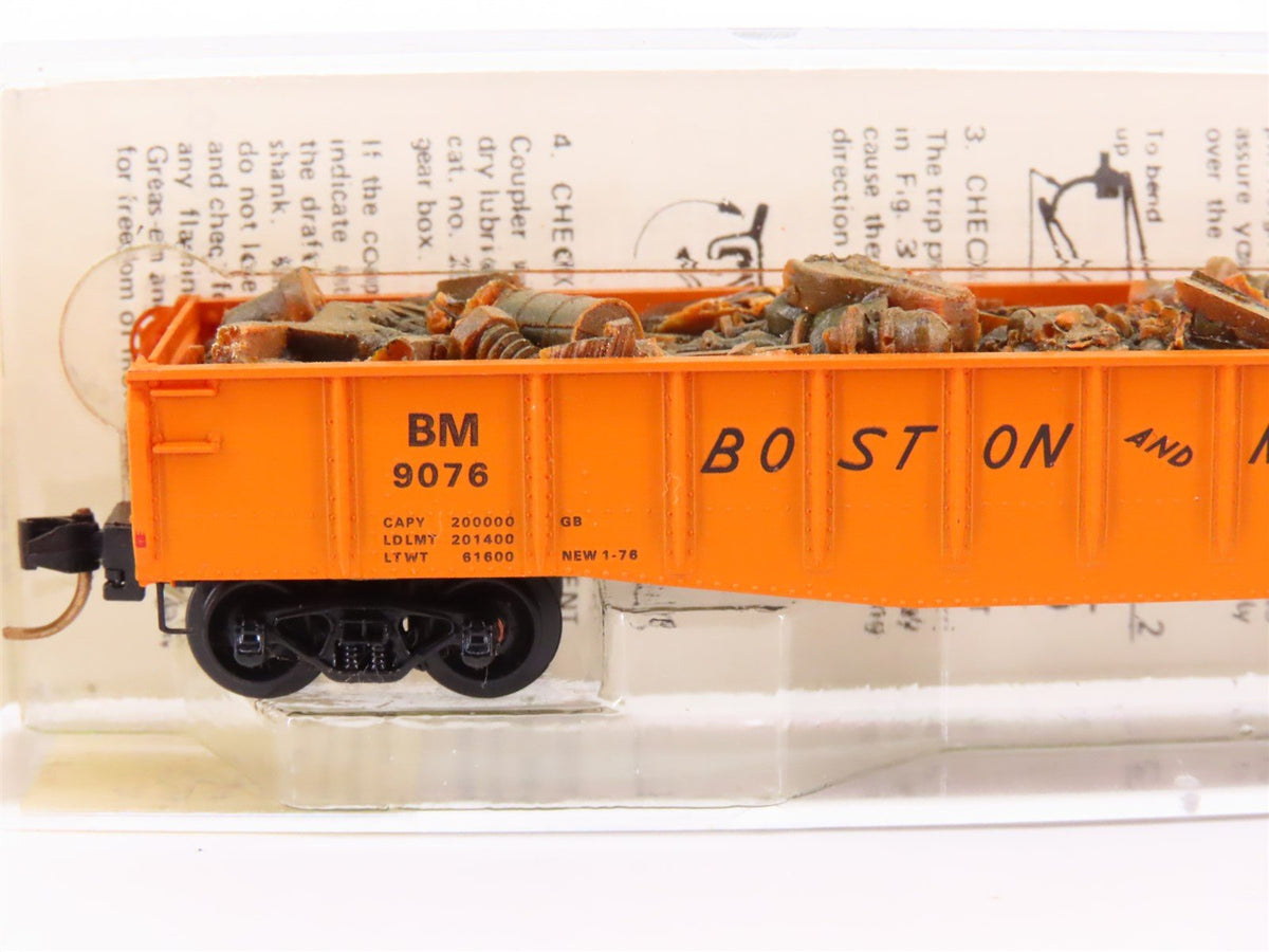 N Scale Micro-Trains MTL/Kadee 46180 B&amp;M 50&#39; Drop End Gondola Car #9076 wLoad