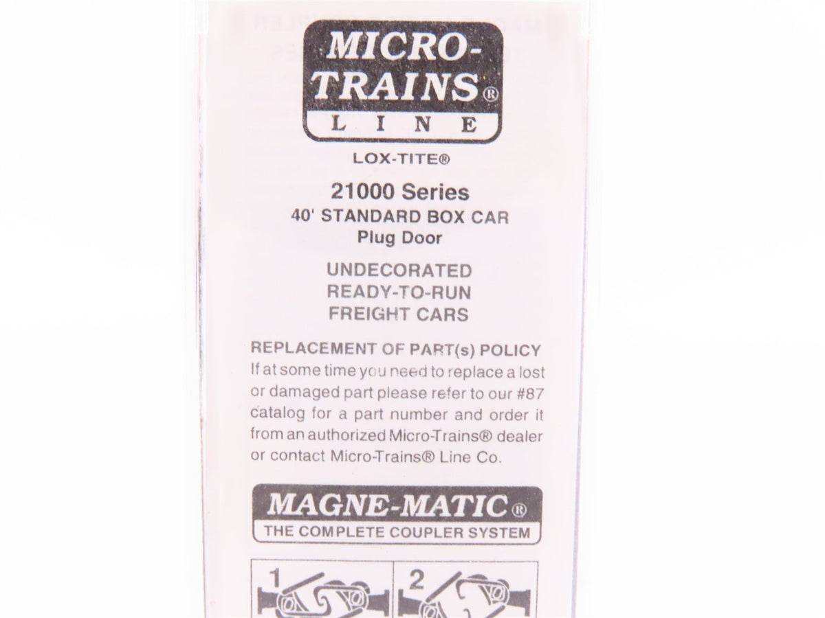 N Scale Micro-Trains MTL 21000 Series Undecorated 40&#39; Standard Plug Door Box Car