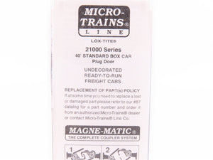 N Scale Micro-Trains MTL 21000 Series Undecorated 40' Standard Plug Door Box Car