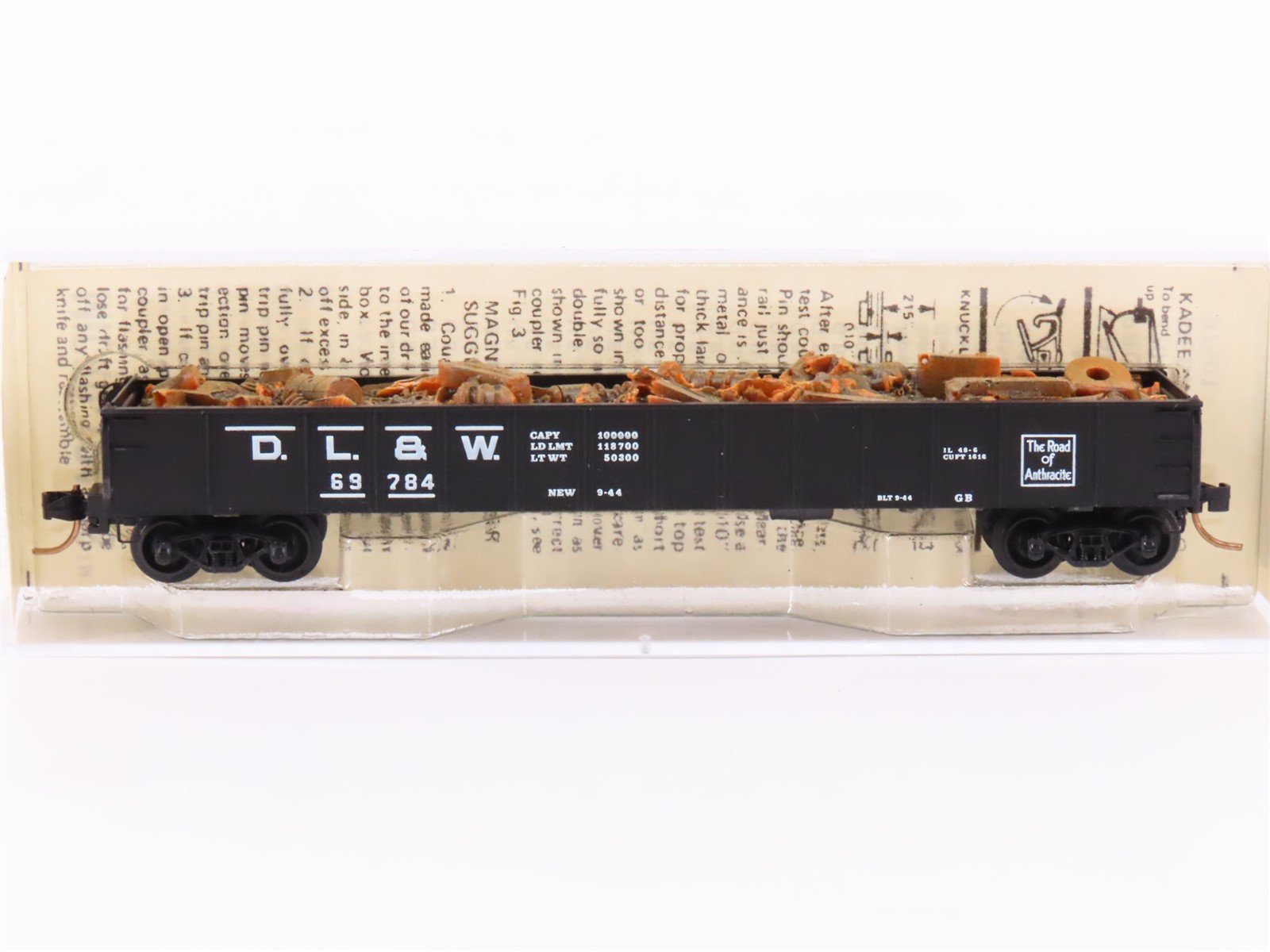 N Scale Micro-Trains MTL/Kadee 48070 DL&W Railway 50' Gondola Car #69784 wLoad