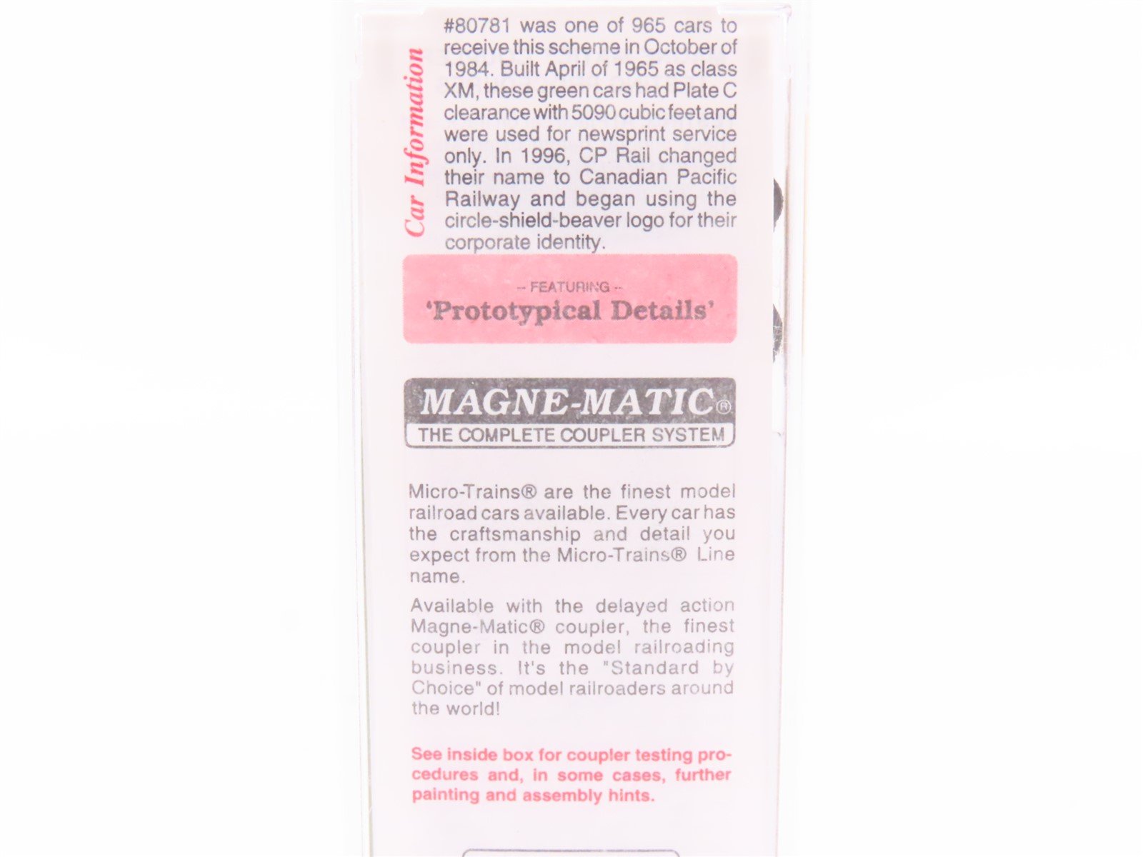 N Micro-Trains MTL 38250 CP Rail Canadian Pacific 50' Plug Door Box Car #80781