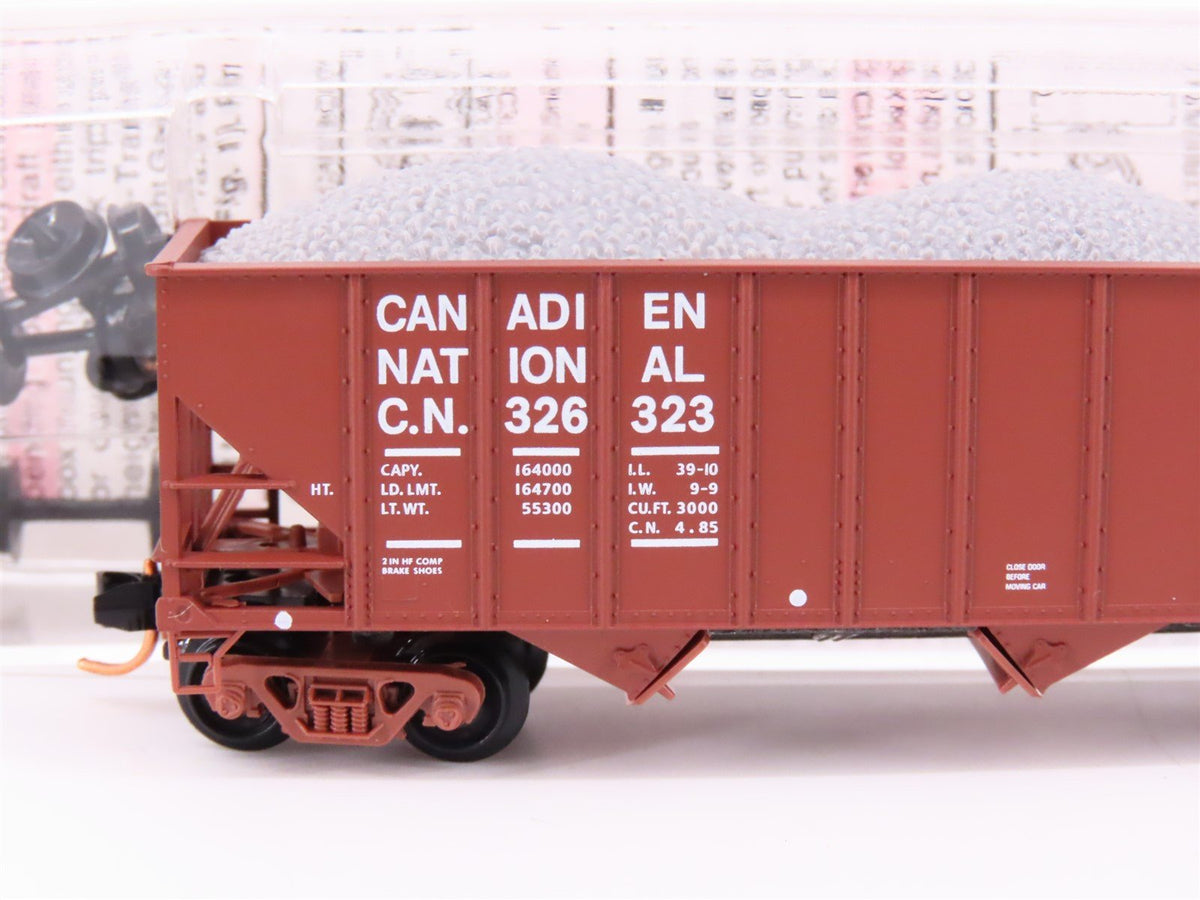 N Micro-Trains MTL 108160 CN Canadian National 3-Bay Hopper Car #326323 wLoad