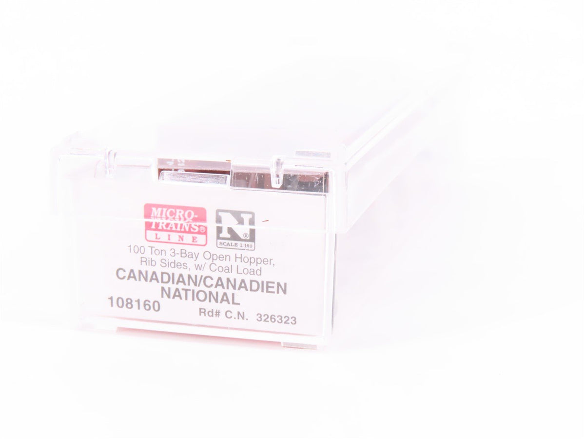 N Micro-Trains MTL 108160 CN Canadian National 3-Bay Hopper Car #326323 wLoad