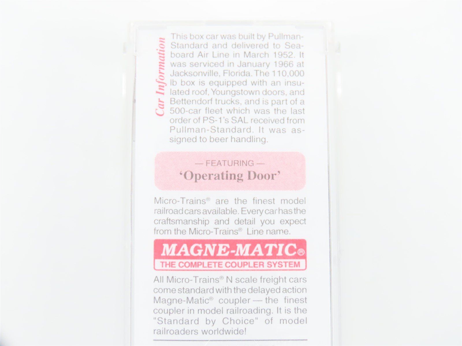 N Scale Micro-Trains MTL 20616 SAL Seaboard Air Line 40' Box Car #25196