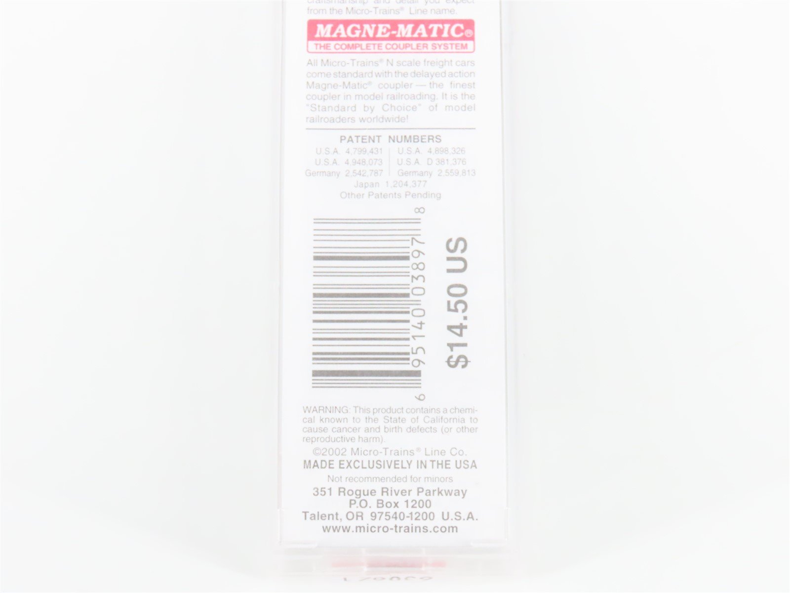 N Scale Micro-Trains MTL 20616 SAL Seaboard Air Line 40' Box Car #25196