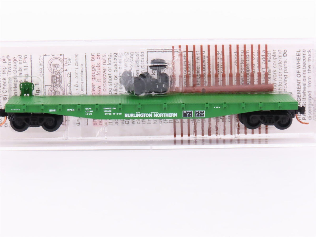 N Scale Micro-Trains MTL 45200 BN Burlington Northern 50&#39; Flat Car #612743