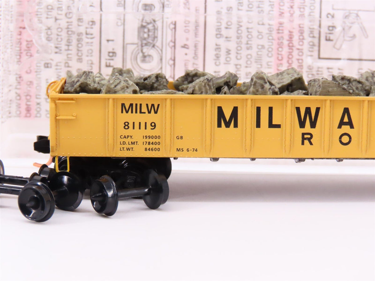 N Micro-Trains MTL 48110.2 MILW Milwaukee Road 50&#39; Gondola Car #81119 w/Load