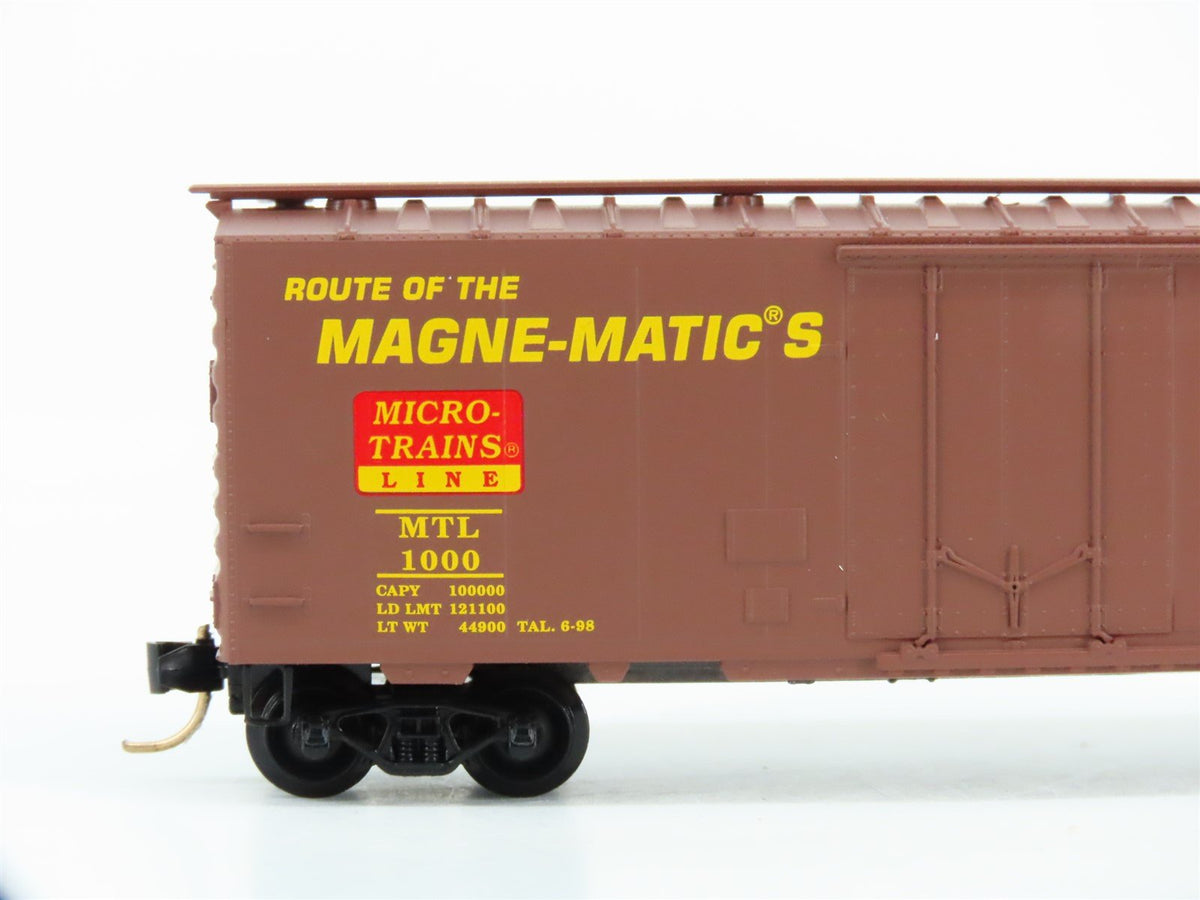 N Scale Micro-Trains Line MTL 21220 Route of the Magne-Matics 40&#39; Box Car #1000