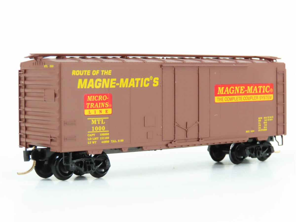 N Scale Micro-Trains Line MTL 21220 Route of the Magne-Matics 40&#39; Box Car #1000