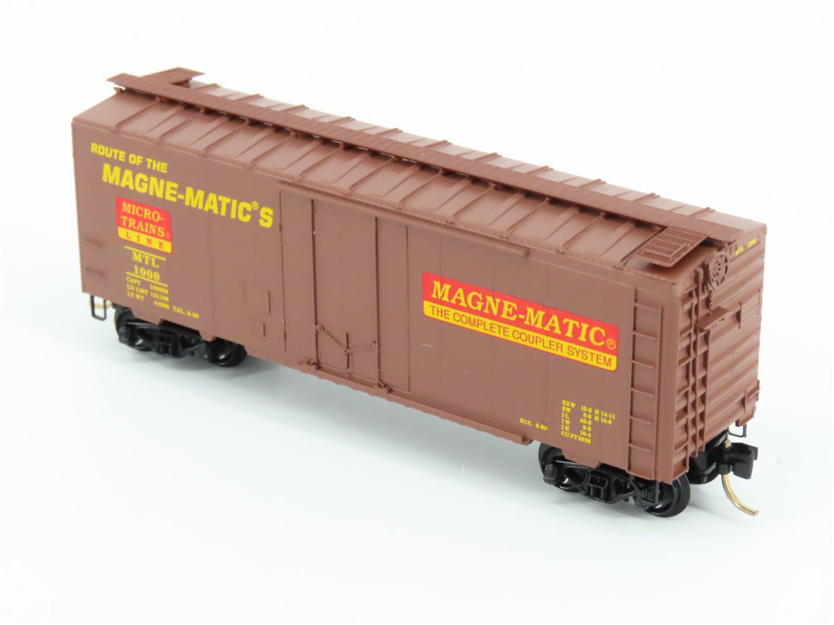 N Scale Micro-Trains Line MTL 21220 Route of the Magne-Matics 40&#39; Box Car #1000