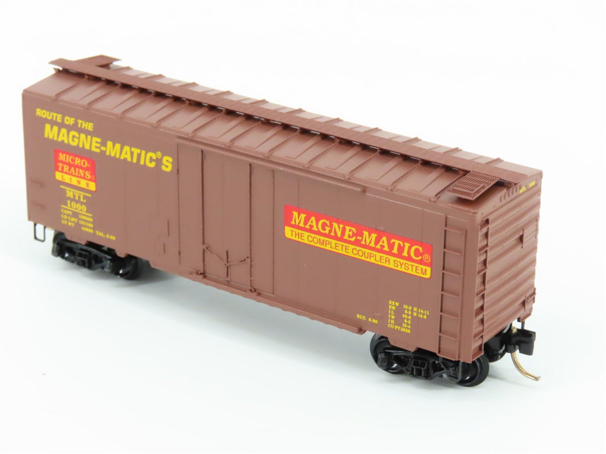 N Scale Micro-Trains Line MTL 21220 Route of the Magne-Matics 40&#39; Box Car #1000