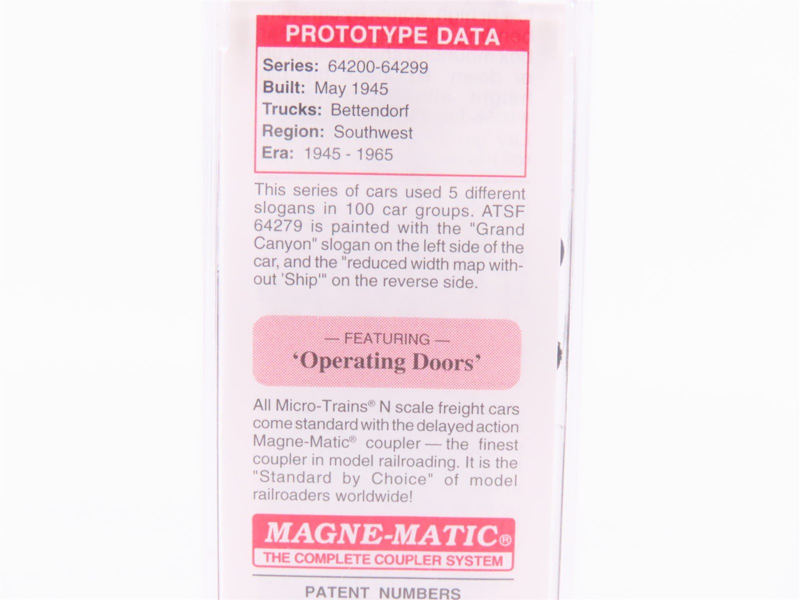 N Micro-Trains MTL 23290 ATSF Santa Fe 40' Standard Plug Door Boxcar #64279