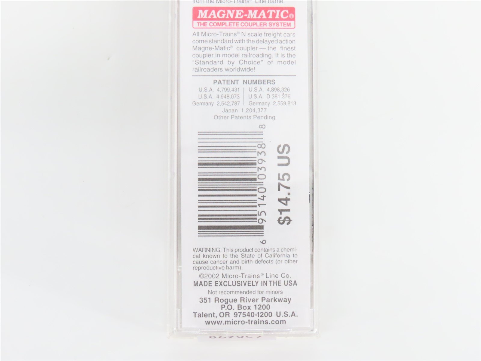 N Scale Micro-Trains MTL 21140 UP Union Pacific Railroad 40' Box Car #113397