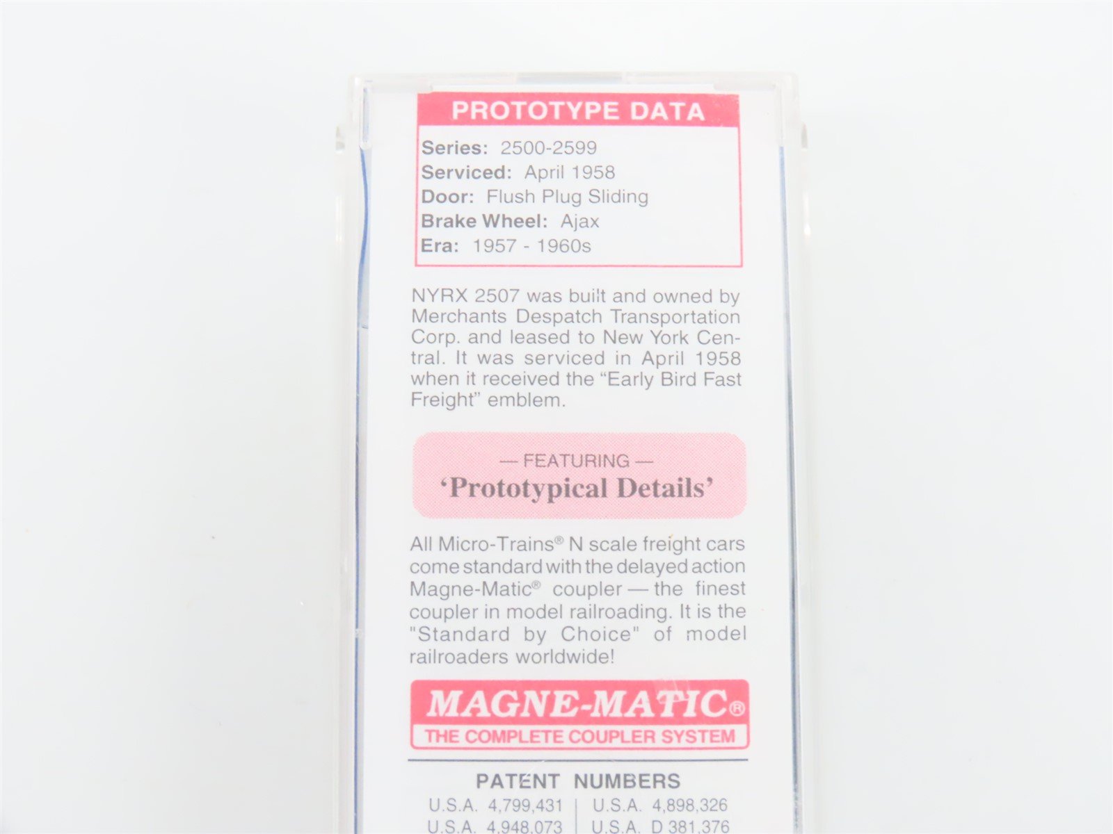 N Micro-Trains MTL 21440 NYRX New York Central Early Bird 40' Box Car #2507