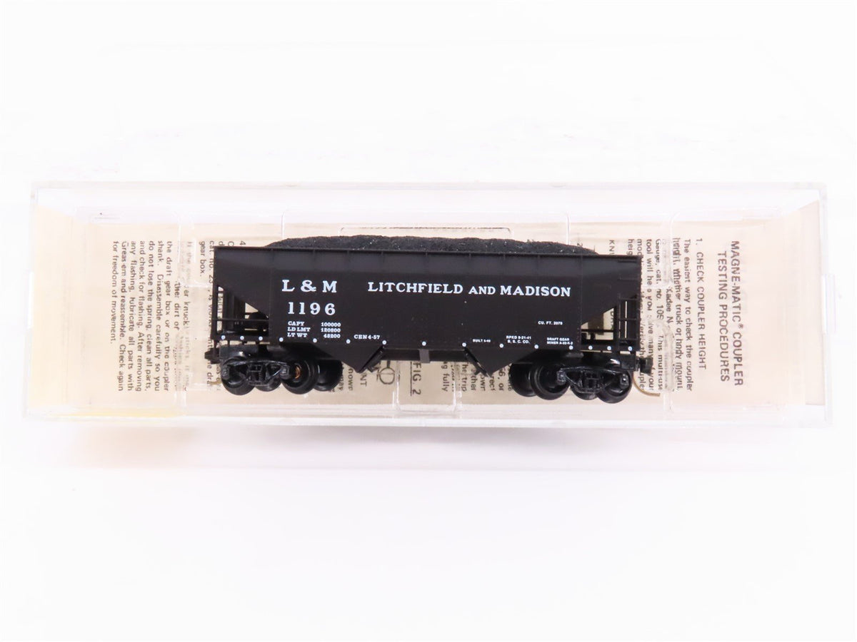 N Kadee Micro-Trains MTL 55280 L&amp;M Litchfield &amp; Madison 2-Bay Hopper 1196 w/Load