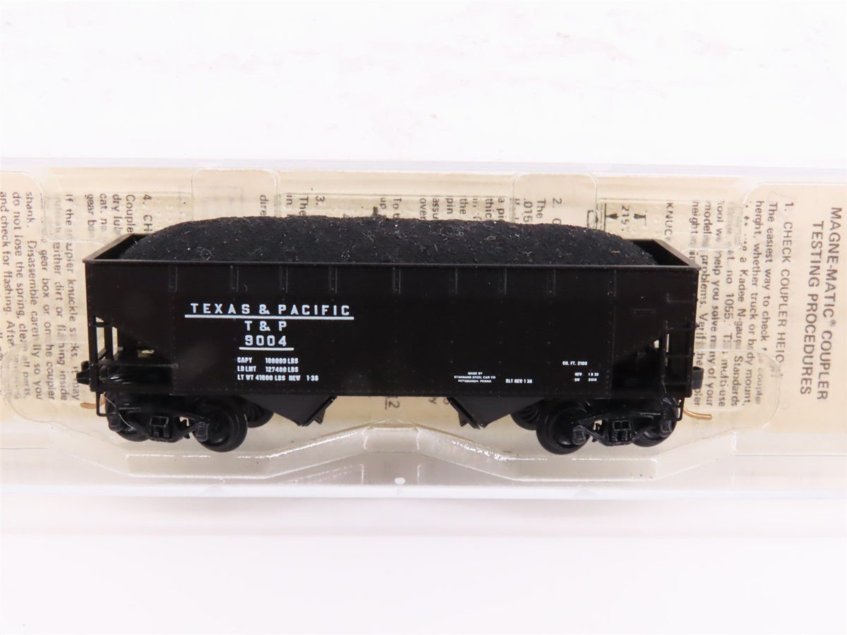 N Kadee Micro-Trains MTL 55120 T&amp;P Texas &amp; Pacific 2-Bay Hopper #9004 w/ Load