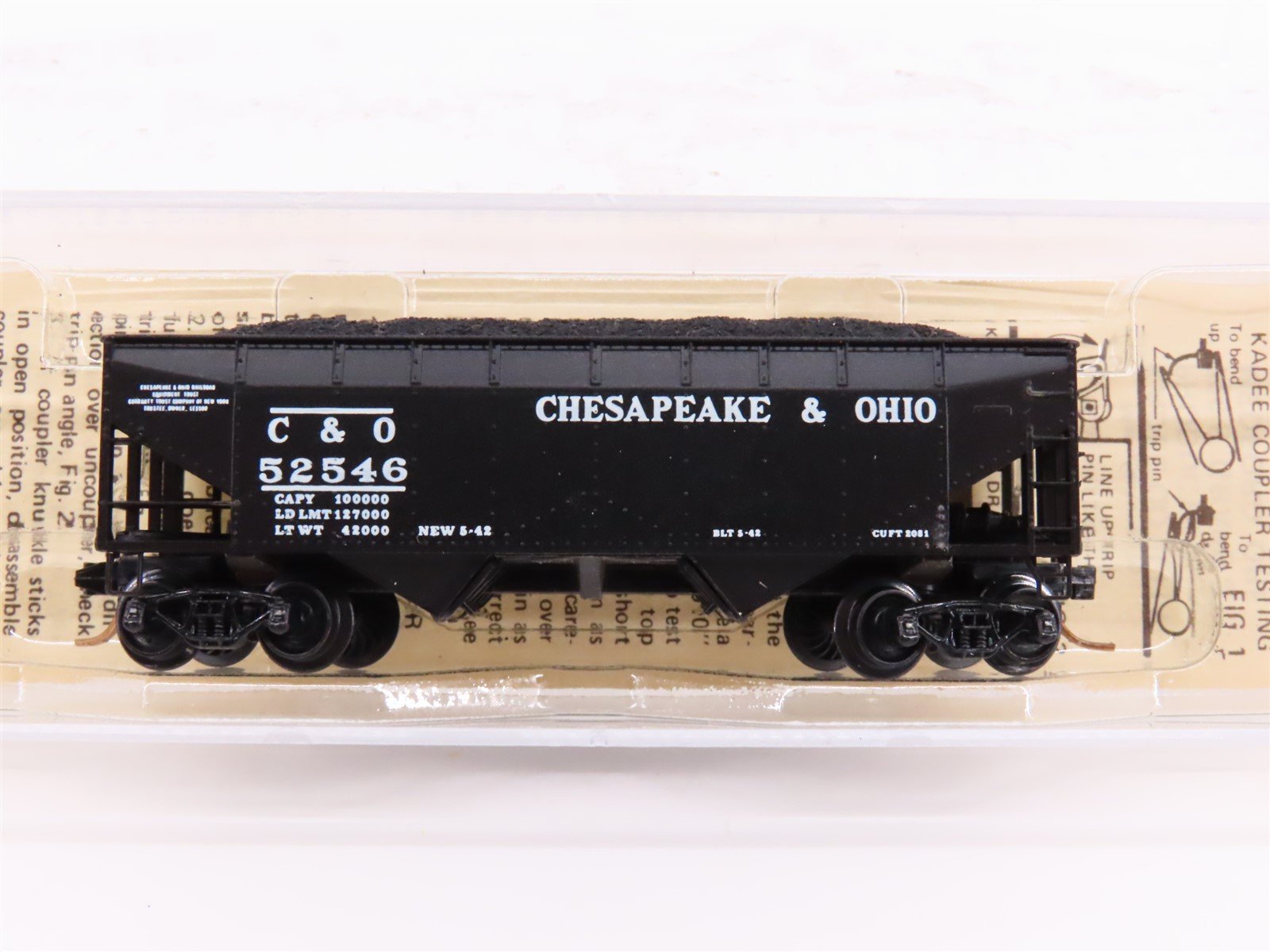 N Kadee Micro-Trains MTL 55030 C&O Chesapeake & Ohio 2-Bay Hopper #52546 w/ Load