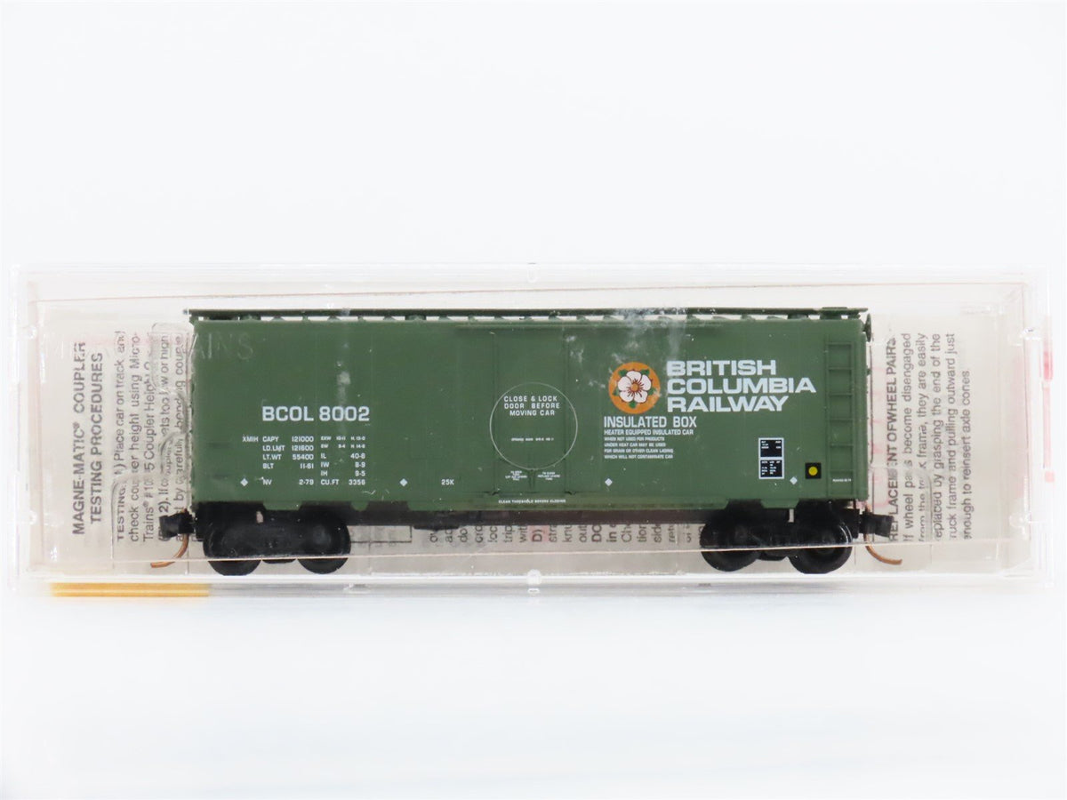 N Scale Micro-Trains MTL 21230 BCOL British Columbia Railway 40&#39; Box Car #8002