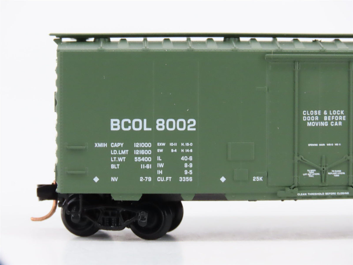 N Scale Micro-Trains MTL 21230 BCOL British Columbia Railway 40&#39; Box Car #8002