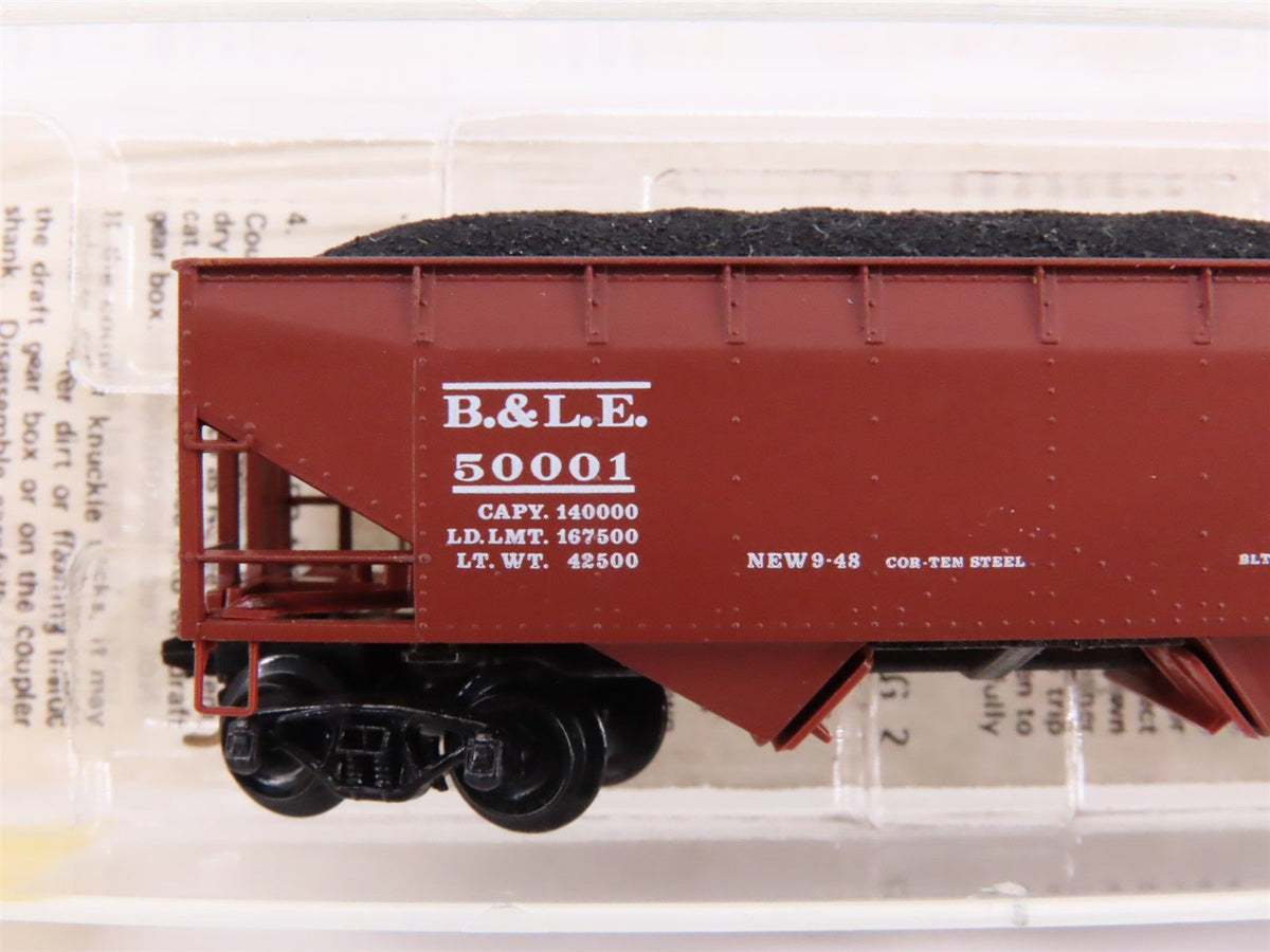 N Kadee Micro-Trains MTL 55290 B&amp;LE 33&#39; 2-Bay Offset Hopper #50001 w/ Load