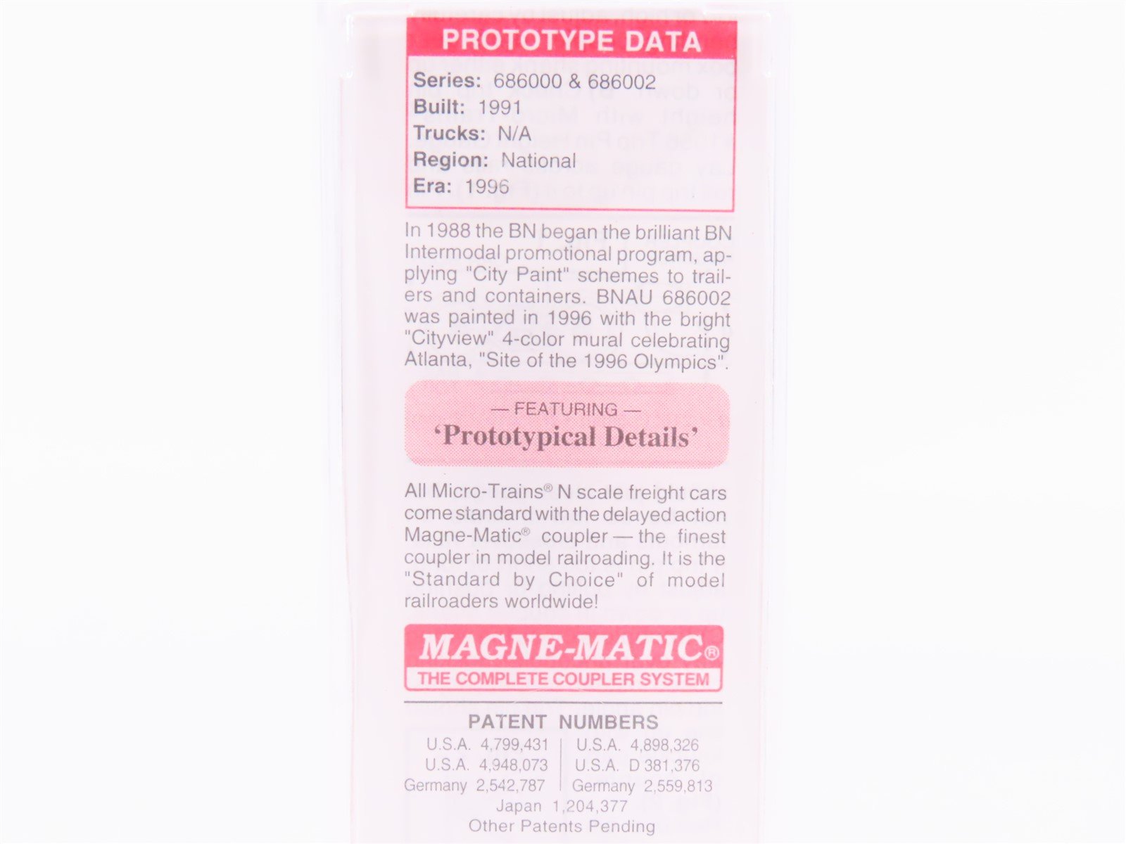 N Scale Micro-Trains MTL 81710 BNAU Burlington Northern 48' Atlanta Container