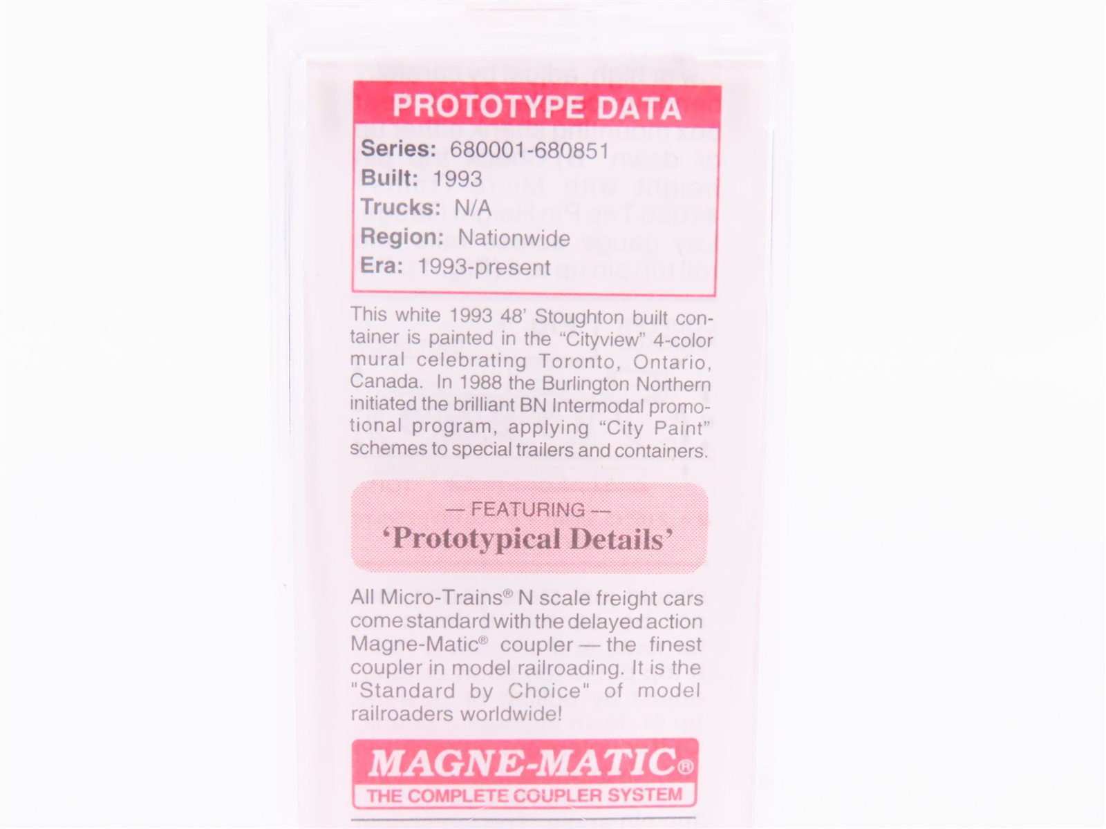 N Scale Micro-Trains MTL 08100740 BNAU BN Toronto Ontario 48' Container #680402