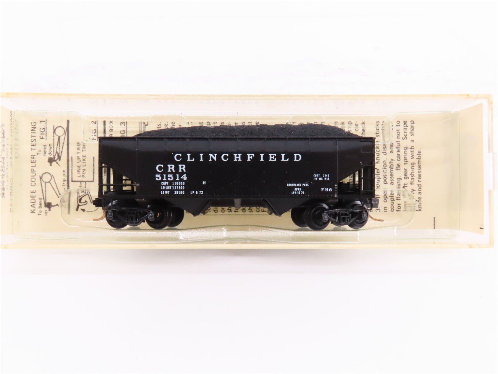 N Kadee Micro-Trains MTL 55100 CRR Clinchfield 33' 2-Bay Hopper #51514 w/ Load