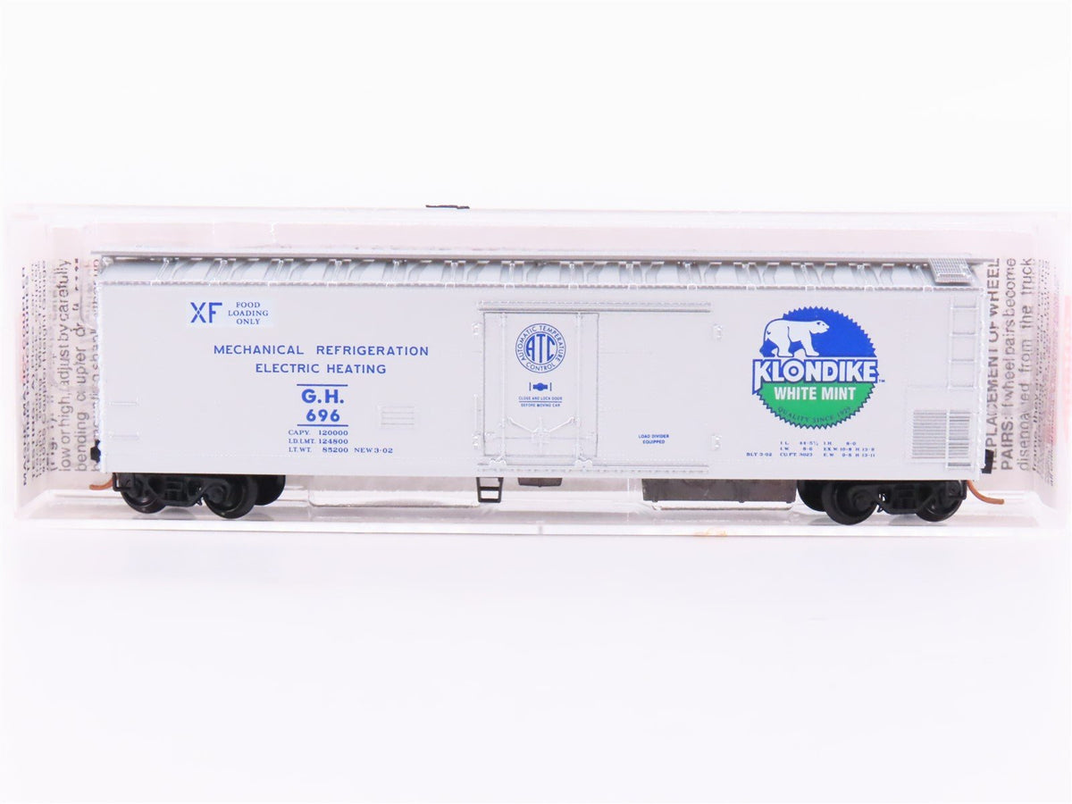 N Scale Micro-Trains MTL 69170 GH Klondike White Mint 51&#39; Steel Reefer Car #696